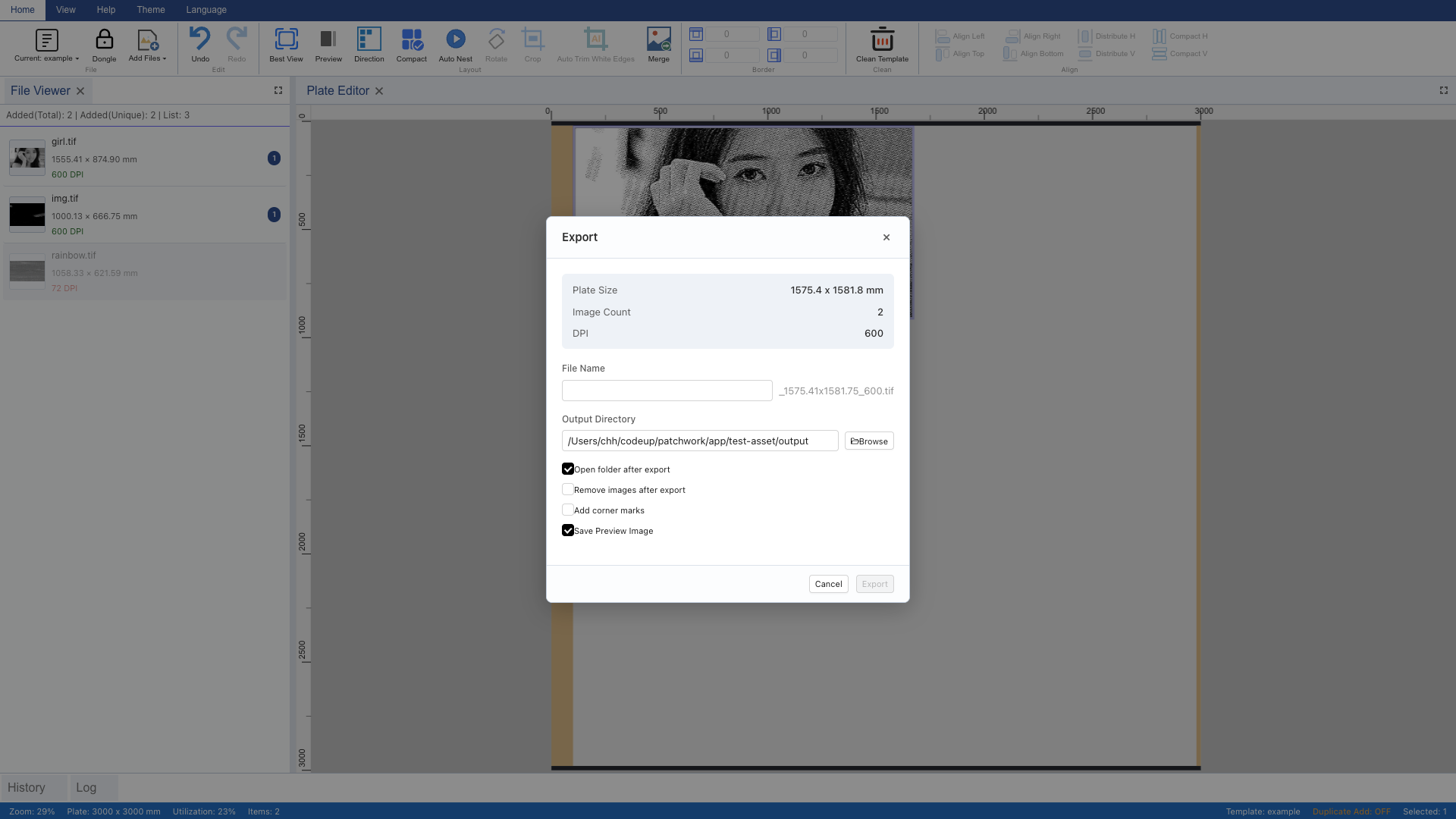 Open Export Dialog