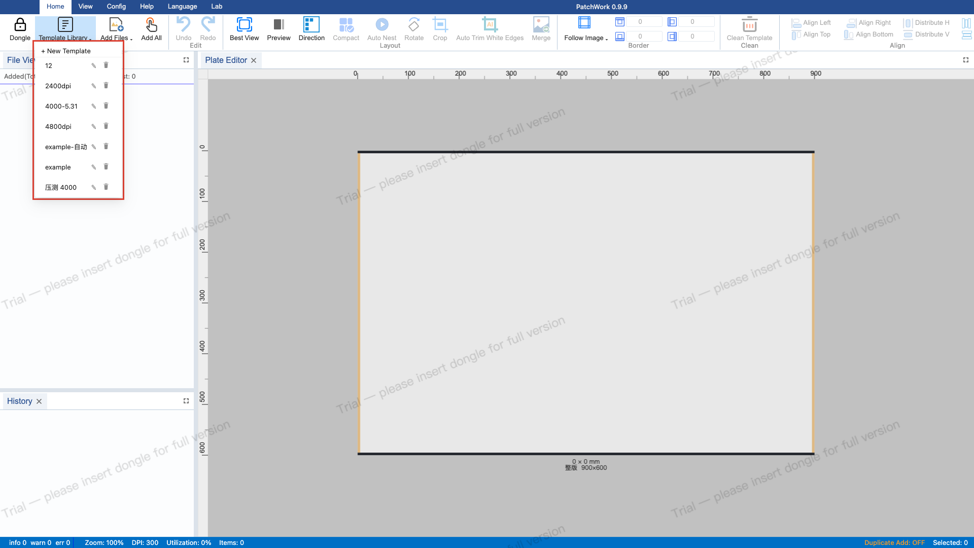 Open Template Dropdown